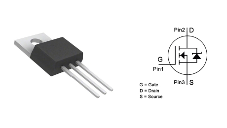 Fiche technique MOSFET IRLZ44N, circuit, équivalent, épingle